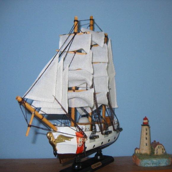 COPY - Wooden COAST GUARD Bark EAGLE Model Ship 13" Long- Fully Assembled - Picture 1 of 6